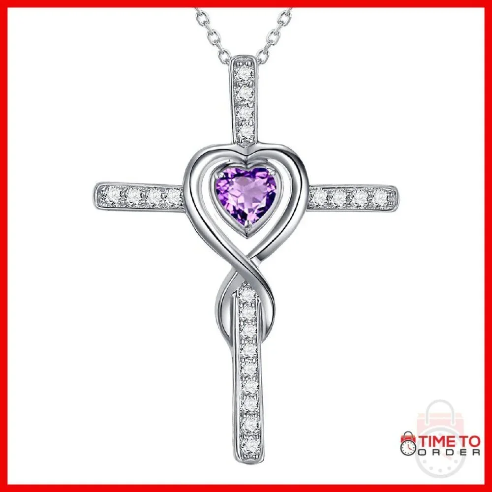 Sterling Silver Infinity Heart Pendant Necklace Adjustable Chain Gift
